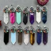 Pendant Necklaces Natural Gemstone Flat Point Healing Crystal Pointed Charm Amethyst Agate Turquoise Opal 7 Chakra Stone Jewelry