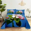 Set Beautiful Flowers Queen Sheet Set Kız, Aşıklar Oda Yatak Seti Sıkıştırma Çarpısı ve Yastık Kıymıkları Yatak Düz Sac Yatak Seti