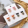 Pendientes colgantes coloridos en forma de corazón exquisita tela para niñas estilo coreano accesorios de joyería para mujeres a cuadros