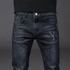 män vinter termiska jeans snö varm svart blå stretch rak jeans man fleece denim lg byxor cool kvalitet blyertsbyxor s2fm#