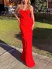 Sukienki swobodne kobiety eleganckie głębokie v szyja sukienka seksowna falbany backless imprezowe klub 2024 Modna damska plaża podzielona sundress vestidos