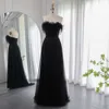 Dubai Sharon Said Federn Erröten Rosa Abendkleider Für Frauen Hochzeit Saudi-Arabien Elegante Schwarze Lange Party Kleider Ss401