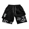 Anime Gym Shorts Mannen Bersek Guts Workout 2 In 1 Prestaties Sport Shorts Sportkleding Zomer 3D Mesh Fitn Sneldrogende Joggingbroek O54d #