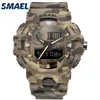 새로운 위장 군사 시계 Smael 브랜드 스포츠 시계 Led Quartz Clock Men Sport Wristwatch 8001 Mens Army Watch 방수 x0523174