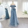 Robes de soirée dit Sharon sirène bleu dubaï fleurs 3D avec jupe grande taille femme élégante robe de soirée de mariage Ss156