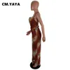 CM.YAYA 2024 Summer Women's Strap Long Beach Dress Sexy Tiger Striped Print Sleeveless Night Club Party Street Dresses 240314