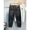 Jeans di qualità per maschi 2023 primavera e autunno nuovo marchio di moda ricamato elastico slim fit pantaloni stampati