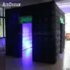 5x5x3mH black self wedding tent inflatable photo booth backdrop customized cabina kiosk 2 doors show party house with internal blower