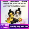 SFOG original puff 9000 disposable e cigarette vaper big bang 9000 puff 10k vapes 18ml Prefilled mesh coil pod 12 flavors Highest Quality desechable vape vapor pen