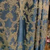 Curtains European Blue Embroidered Tulle Valance Luxury Curtains for Living Room Bedroom Blackout Elegant Classical Custom Window Dining