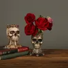 Vasos resina crânio vaso de flores retro nórdico estatuetas presente de halloween decoração para casa acessórios criativo vaso desktop decoração