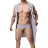 Peignoir pour hommes à manches longues en soie lisse à capuche pour hommes pyjama confortable ultra-mince peignoir lingerie sous-vêtements amples k7sN #