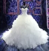 Glamorous Puffy Ball Gown Wedding Dresses Crystal Tiered Ruffles Organza Bridal Gowns Princess Sweetheart Wedding Gown vestido de 3804985