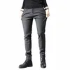 Kubro Plus Fleece verdicken Männer Casual Busin Hosen Streetwear Fi Herbst Winter neue männliche Kleidung solide gerade Hosen 44kG #