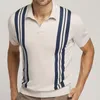 Męskie krótkie rękawowe koszulę golfową Kolor blok lapowy Klast T-shirts Striped Swater krótkie rękawie Slim Fit Casual Polo Shirt G2HS#