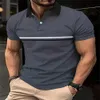 Herr t-shirts Summer Mens Polo Shirt Plain Weave Business Casual Simple Lapel Button Up Shirt Overized Short SVVE Set Fashion Top T240325