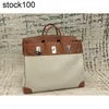 Large Hac Handbag Luxury 50cm Man Totes Designer for Men Toppest Fully Handmade Quality Purse Leather+canvas Wax Line Stitching Wholesale Bk Genuine Leather