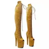 Sapatos de dança auman ale 20cm/8 polegadas camurça superior sexy exótico rendas plataforma de salto alto festa botas femininas pólo