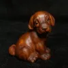 Sculptures Japanese boxwood hand carved Dog Figure statue netsuke desk Decoration Gift