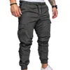 Mens Casual Thin Breattable Tie DrawString LG Pants Män Solid Color Pockets midja Drawstring Ankle Tied Skinny Cargo Pants Y8ll#