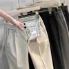 gmixder światło luksusowe wełniane spodnie proste rurkę luźne spodnie do kostki jesienne zimowe buforyzowane sporne spodnie f3wn#