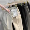 Gmiixder Leichte Luxus-Wollhose für Herren, gerades Rohr, lockere knöchellange Hose, Herbst-Winter, poliert, lässig, elegant, Hose f3Wn #