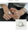 Med sidogonter Big J.W Trendy 925 Sterling Silver Rings for Women Retro Bohemian Simple Round Black and White Synthetic Stone Finger