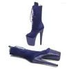 Dansskor 20cm/8 tum mocka övre moderna sexiga nattklubbstång High Heel Platform Peep Toe Women's Boots 306