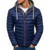 Winter heren cott gewatteerde jas met capuchon dubbele rits nep twee cott kleding m T2DK#