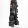Goth punk Ripped Retro Y2K Spodnie ładunkowe Hip Hop Zakryte workowate dżinsy dla mężczyzn Rock High Tasle szerokie spodnie Ubranie Streetwear 240322