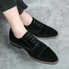 Sapatos de vestido preto camurça couro geada luxo escritório social masculino diário ponto-toe lace-up casual cavalheiros