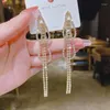 Boucles d'oreilles pendantes avec strass exquis, Long pampille goutte, bijoux de mode coréenne pour femmes, mariage, 2024