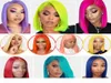 Ishow 13x1 T Part Lace Human Hair Wigs Brazilian Straight Short Bob Wigs 99j 613 Blonde Pink Green Straight Ombre Wigs4315624