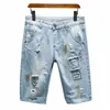 Zomer Nieuwe Fi Heren Denim Shorts Lichtblauw Persalized Patch Straat Hip Hop Gedragen Jeugd Korte Jeans W2PV #