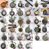 Ship 30pcs mycket Big 47mm blandad design mode brons torn hänge kvinnor herr pocket watch long halsband gåva275u