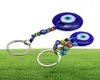 Türkisch blau böse Eye Key Ring Charms Anhänger Handwerk Glasschlüsselkette mit Schlüsselring Hanging Ornament Schmuckzubehör Amulett FO3727569