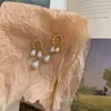 Серьги-гвоздики Натуральный жемчуг в стиле барокко, США, 14-каратное позолоченное покрытие