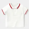 Chłopcy koszule dla dzieci z krótkim rękawem dla chłopców kołnierzyka TEE TES Modne maluch maluch niemowląt koszule dla dzieci ubrania 240319