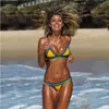 Sexig krokkant Färg Bikini Tvådelar Set Color Matchande Neoprene Crochet Beach Swims Doens Swimsuit