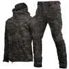 Outdoor Taktische Sets Männer Winter Multi-tasche Fleece Warme Jacken + Armee Soft Shell Cargo Pant 2 Stück Anzüge militärische Wasserdichte Set 701L #