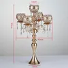 Candle Holders 63 Cm Tall 5-Arms Metal Gold Candelabras With Pendants Romantic Table Holder Home Decoration 10 Pcs/Lot Drop Delivery G Dhyun