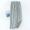 Män 100% Cott Gaze Sleep Byxor Sleep Pants Mens Pyjamas byxor Sovbottnar Sleepwear Pyjama Kort för män Pijama HOMBRE J9NF#