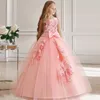 Meisje feestjurk bruidsmeisje prinsesbloem voor bruiloft elegante kinderen boog lange jurk kinderen formele galadekten 12 13 y vestidos 240318