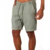 Verão masculino cor sólida calças de praia shorts homme curto casual linho ginásio homem cordão butts bottoms S-4XL 79sZ #