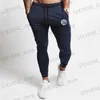 Herrbyxor herr sportbyxor sportbyxor fitness byxor täta jeans elastiska löpande byxor män solida casual byxor t240326