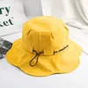 Hattar Panama Womens Letter broderad fiskare Bucket Hat Big Brim Flat Top Sunset Beach Summer Hat Fashion Outdoor Hat H64C24326