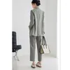 Women's Two Piece Pants Insozkdg Elegant Casual Office Trousers Suit Women Fashion Korea Blazer Pantsuit Female Vintage Jackets Straight 2