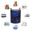 Tvättpåsar Dirty Basket Watercolor Galaxy Night Sky med stjärnor Fällbara klädförvaring Hink Toy Home Waterproof Organizer