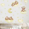 Stickers 3 Colors Cartoon Bear Clouds Moon Wall Stickers for Kids Baby Room Nursery Decor Wallpaper Boys Girls Bedroom Wall Decals