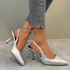 Dress Shoes 2024 Spring Brand Woman Slingback Fashion Leopard Print Ladies High Heels Elegant Pointed Toe Slip On Sandal Mules